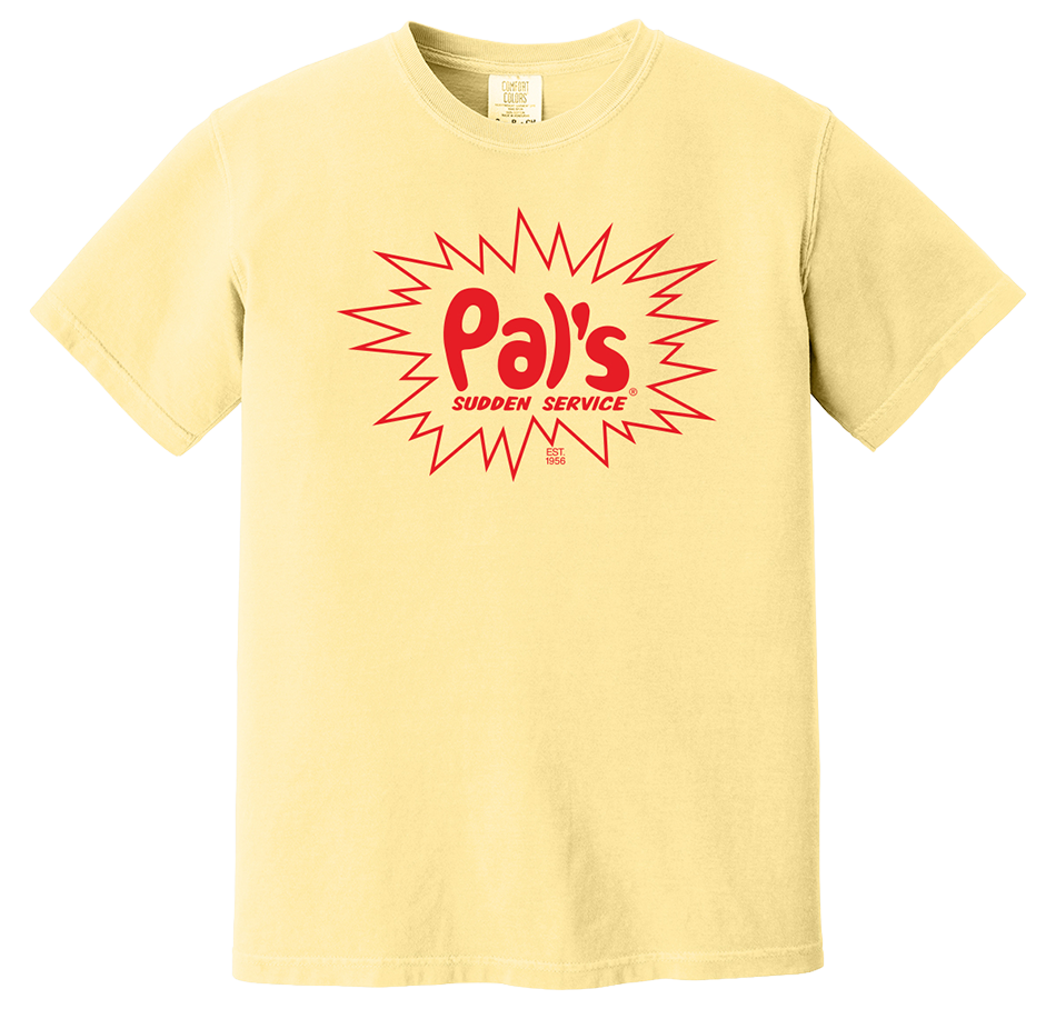 Yellow t-shirt with red Pal's logo